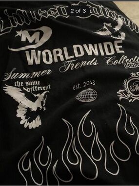 & Other Stories Black Rash Guard with White Graphic Print